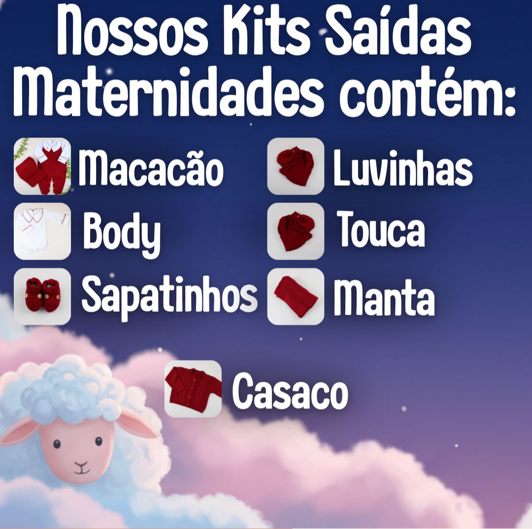 Saída De Maternidade Masculina Bebê Tricô Caio 7 peças - ACOMPANHA BODY PERSONALIZADO Verde Maré