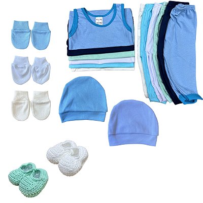 Kit 30 Peças Enxoval de Bebê em Algodão com Sapatinhos