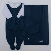 Kit Saída Maternidade Personalizável Completa Branco + Azul Marinho | Personalize Com o Nome do Seu Príncipe