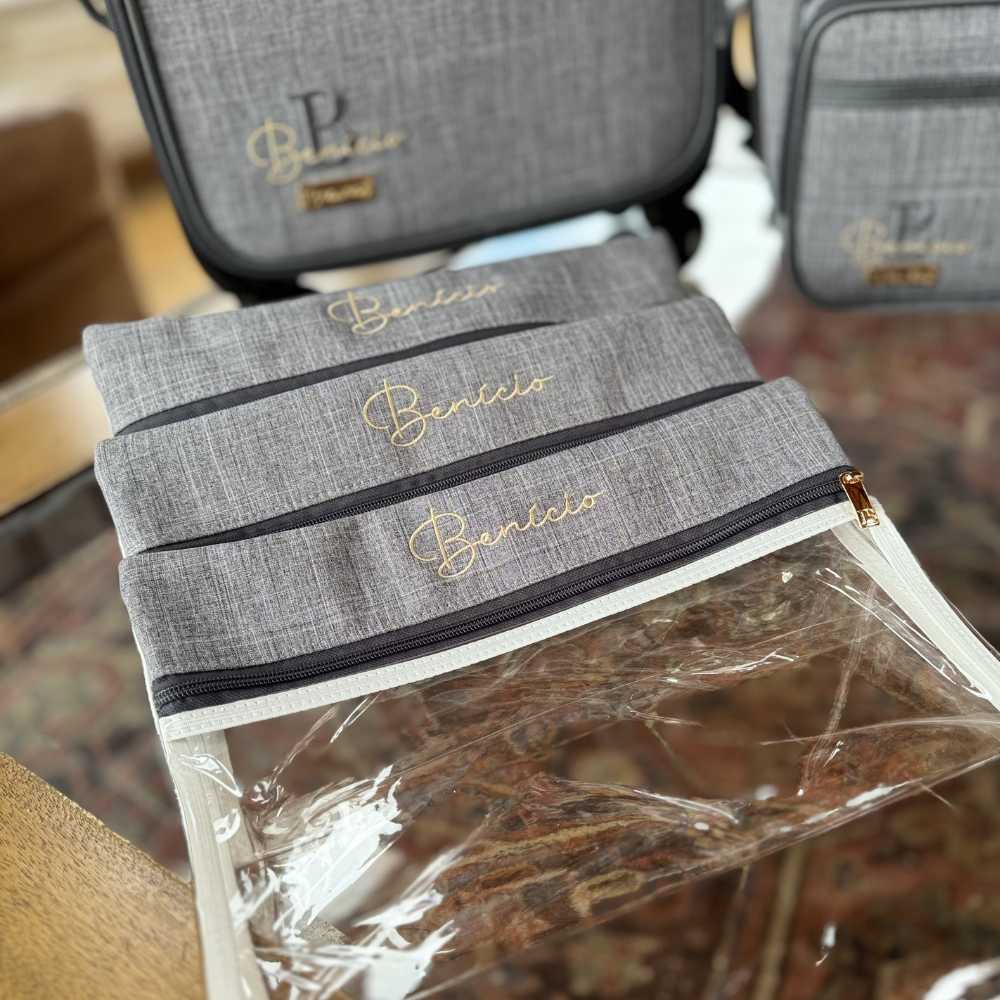 Kit Saquinhos Maternidade Linho cinza